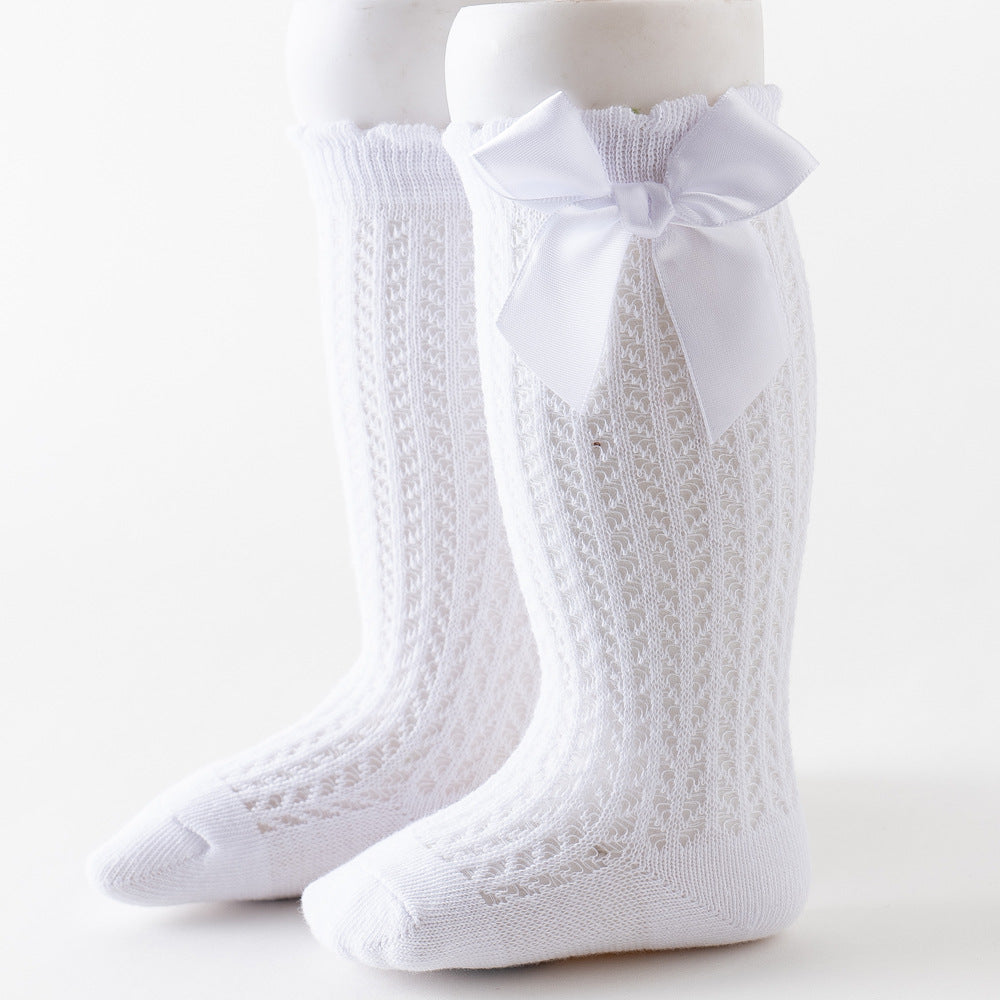 Thigh High Mesh Socks With Large Bow For Children