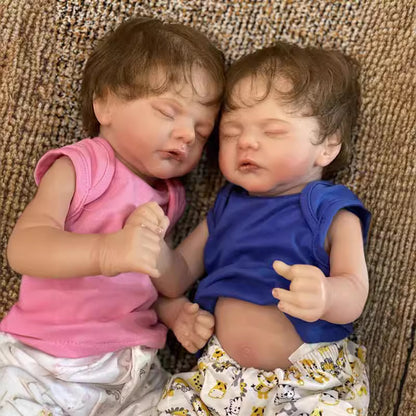 18 inch Twin Reborn Dolls with Closed Eyes and Hair-Sam