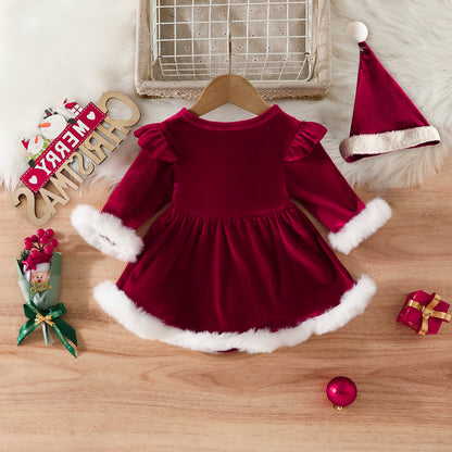 Christmas dress and hat 2-piece set for 20-24 Inches Reborn Dolls