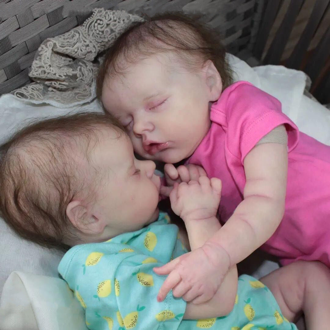 17 inch twin girls reborn dolls with short hair