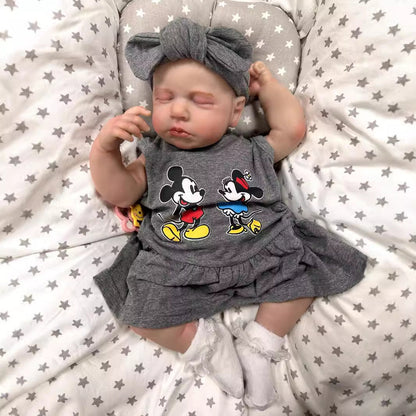 19 inches Closed Eyes Reborn Doll in Gray Clothes-Loulou