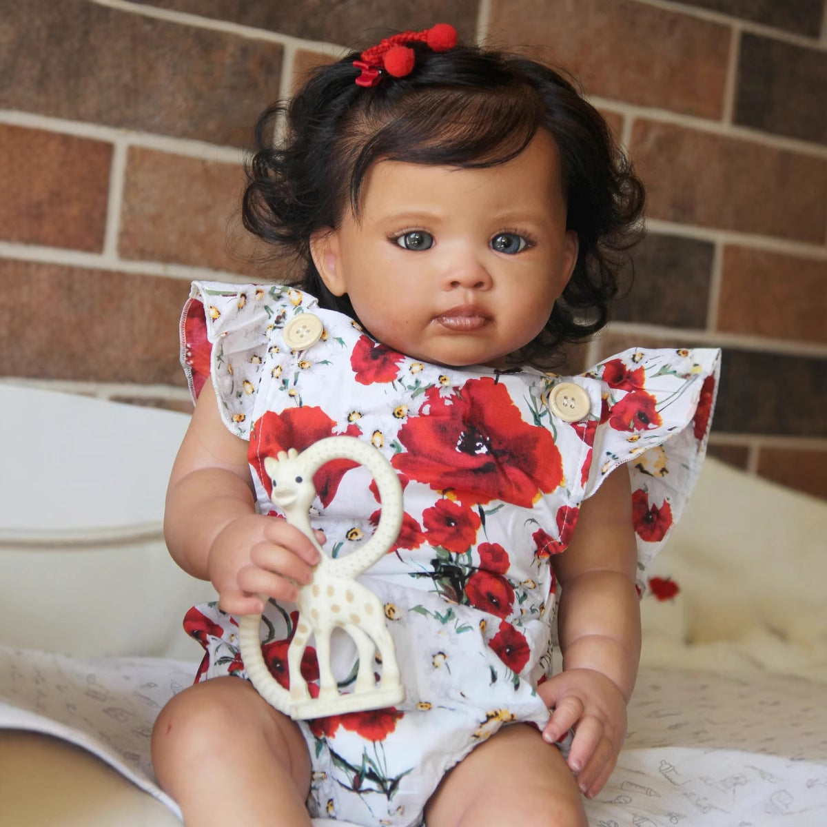 22 inches Open Eyes Short Hair Dark Skin Reborn Doll-Reuben