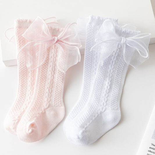 Children's Mid-Calf Knee Socks With Princess Style Bow