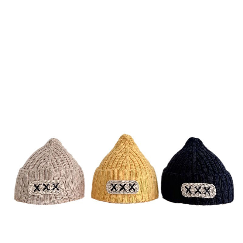 Solid color wool knitted hat