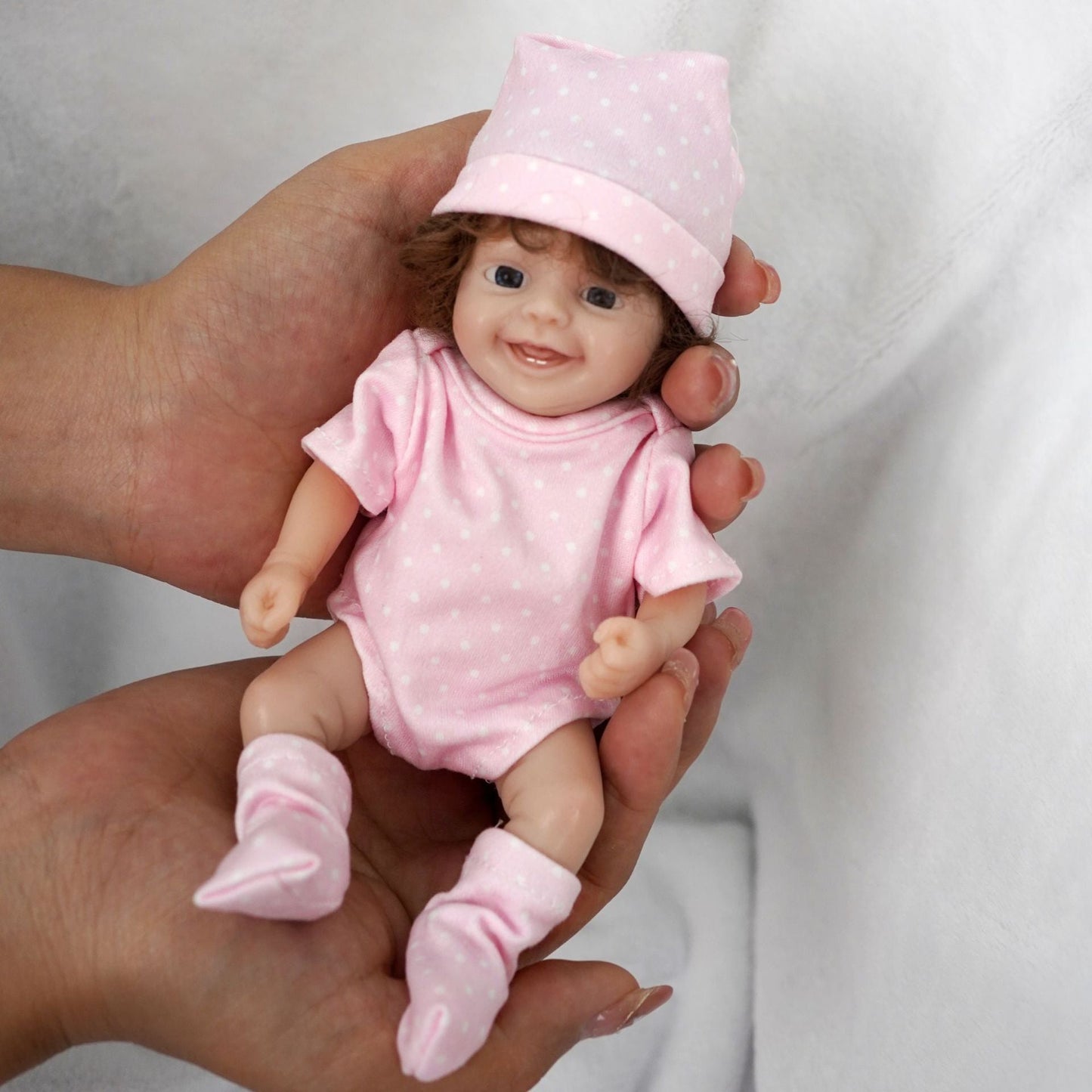 6 inches/15cm Open Eyes Mini Full Silicone Reborn Doll Twins