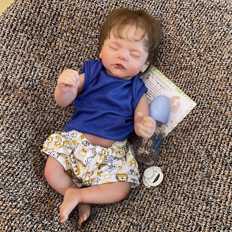 18 inch Twin Reborn Dolls with Closed Eyes and Hair-Sam