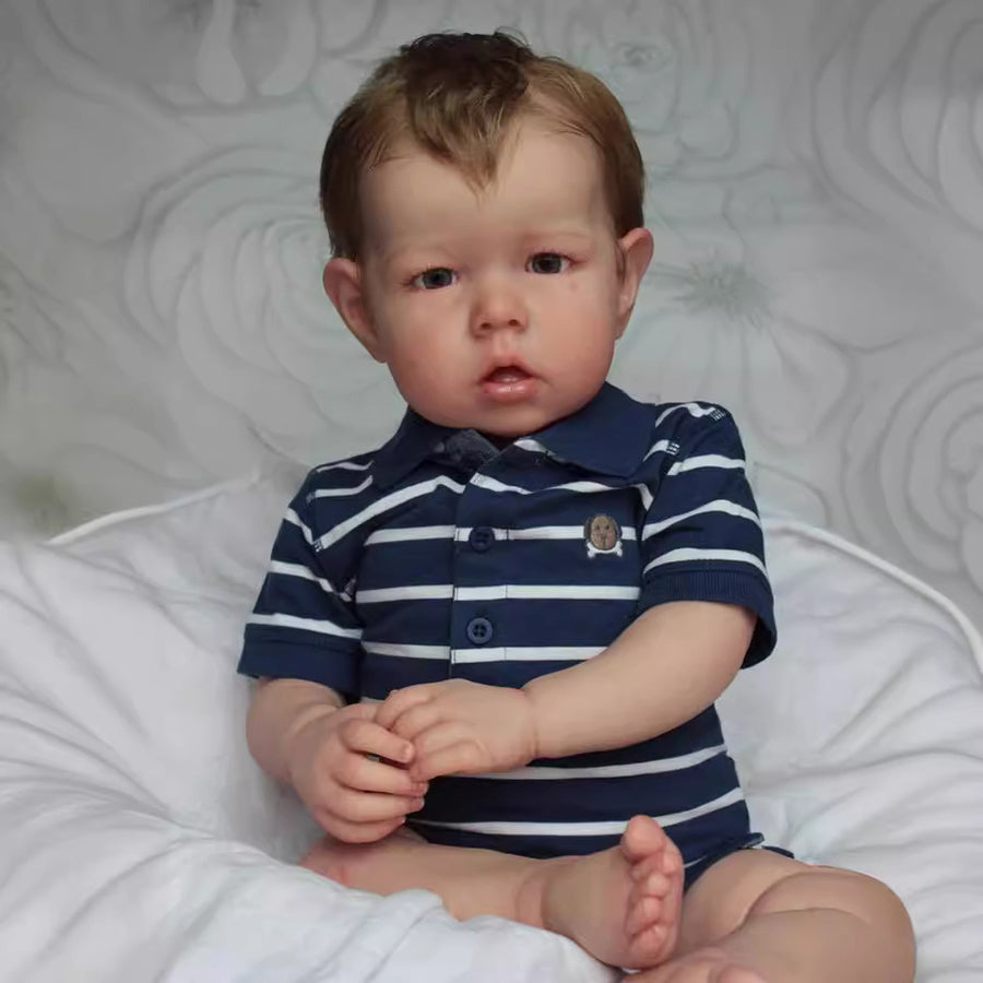 20 inch Cyril boys reborn doll with short hair and open eyes