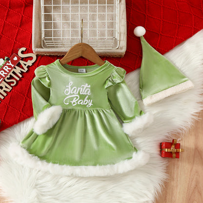 Christmas dress and hat 2-piece set for 20-24 Inches Reborn Dolls