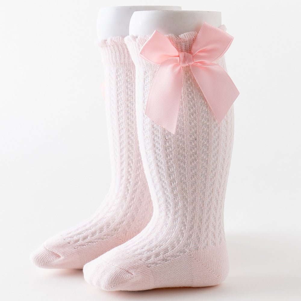 Thigh High Mesh Socks With Large Bow For Children