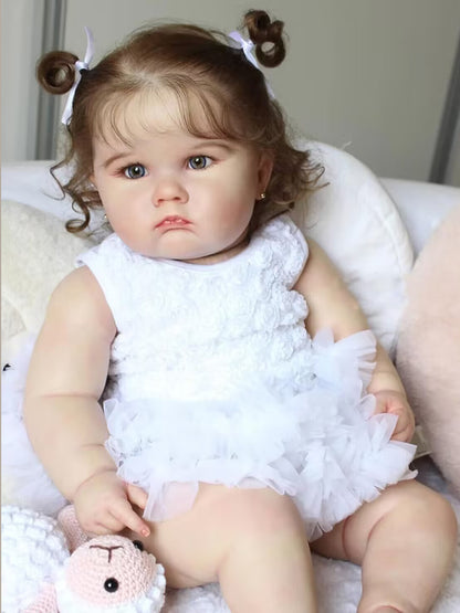 60cm Reborn Susan doll with open eyes and brown hair