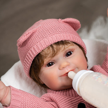 Bambola Reborn Bambina con Capelli Castani e Occhi Aperti da 20 Pollici - Maddie