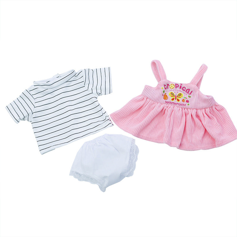 Cute Pink Clothes Set with Dress/Pants 3pcs for 18inch Reborn Dolls