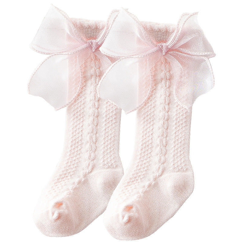 Children's Mid-Calf Knee Socks With Princess Style Bow