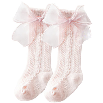 Children's Mid-Calf Knee Socks With Princess Style Bow