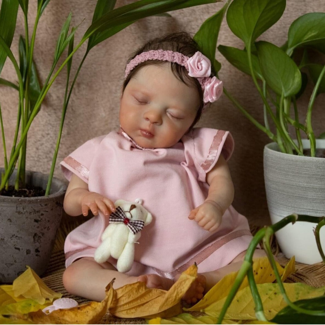 Leila 25cm reborn doll with short hair - Luna