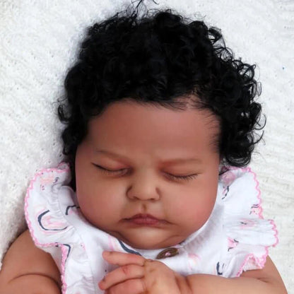 Real 20 inch African American Reborn Dolls with Closed Eyes - Tessa