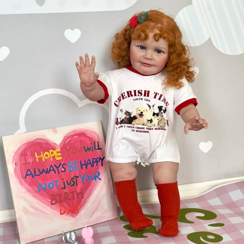 Elma 60cm Open Eyes Curly Hair Cuddly Reborn Doll-Zoe