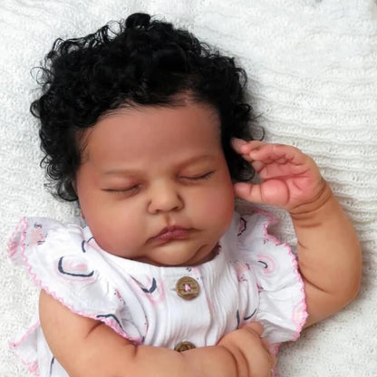 Real 20 inch African American Reborn Dolls with Closed Eyes - Tessa