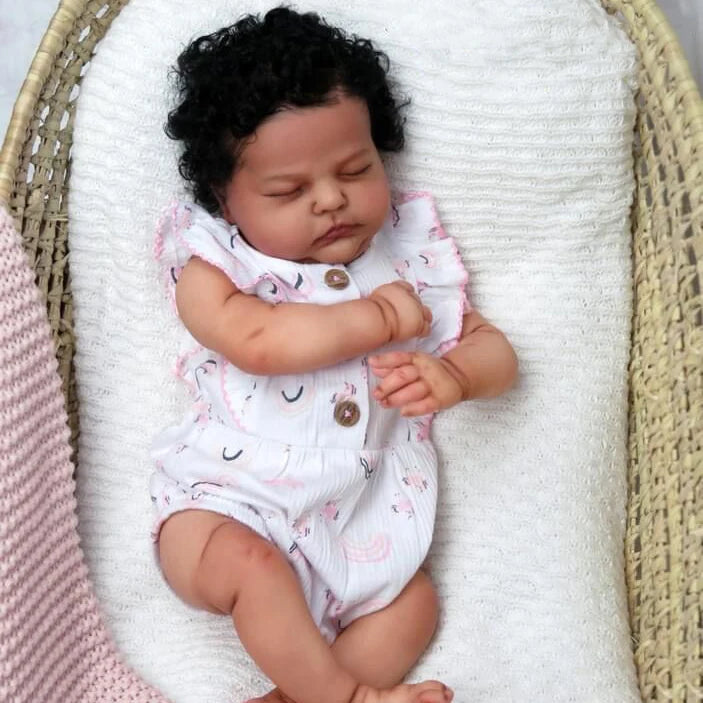 Real 20 inch African American Reborn Dolls with Closed Eyes - Tessa