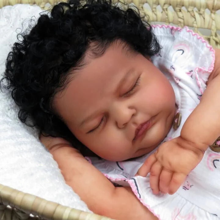 Real 20 inch African American Reborn Dolls with Closed Eyes - Tessa