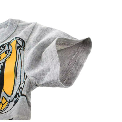 Short-sleeved T-shirt with gray Cartoon Excavator print