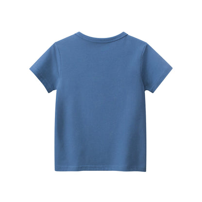 T-shirt blu a maniche corte da bambino con stampa sole