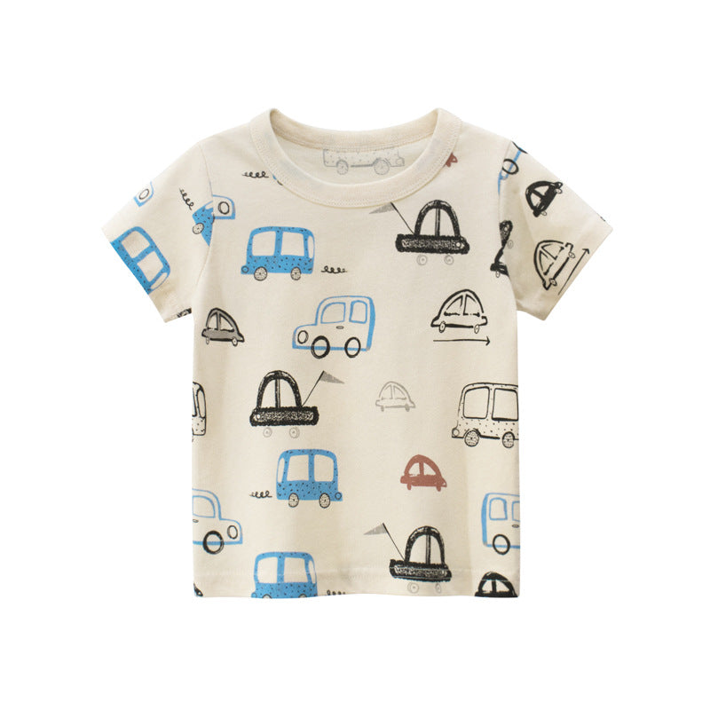 Apricot Cartoon Car short-sleeved t-shirt