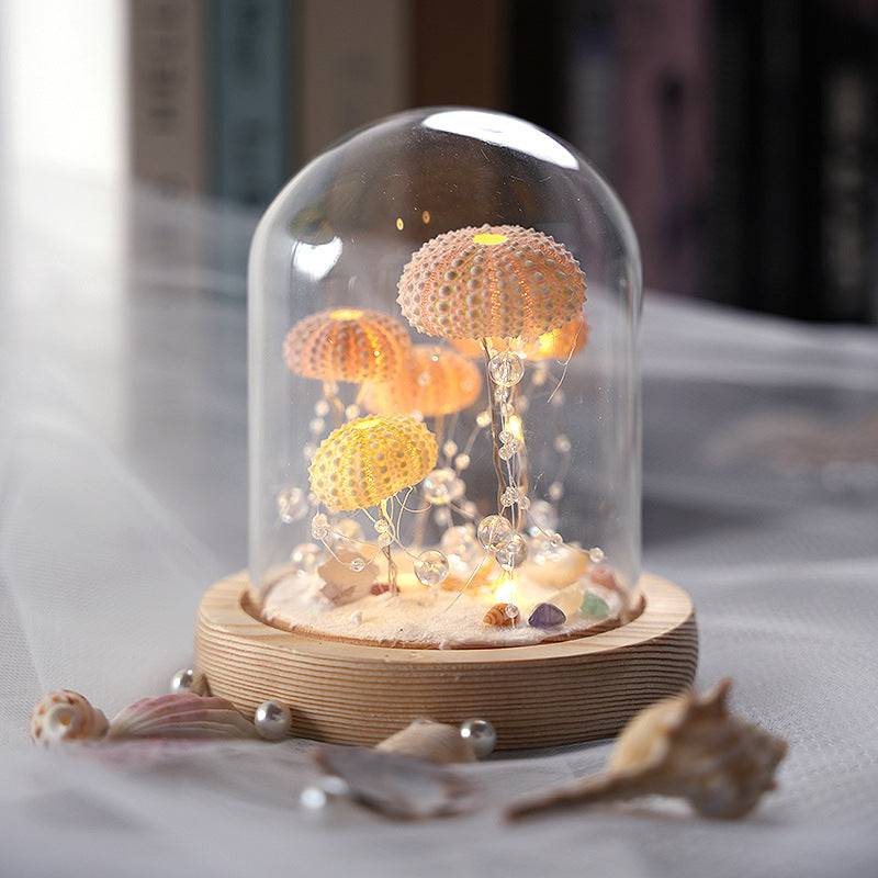 DIY Luminous Night Light with Sea Urchin Shell, Jellyfish