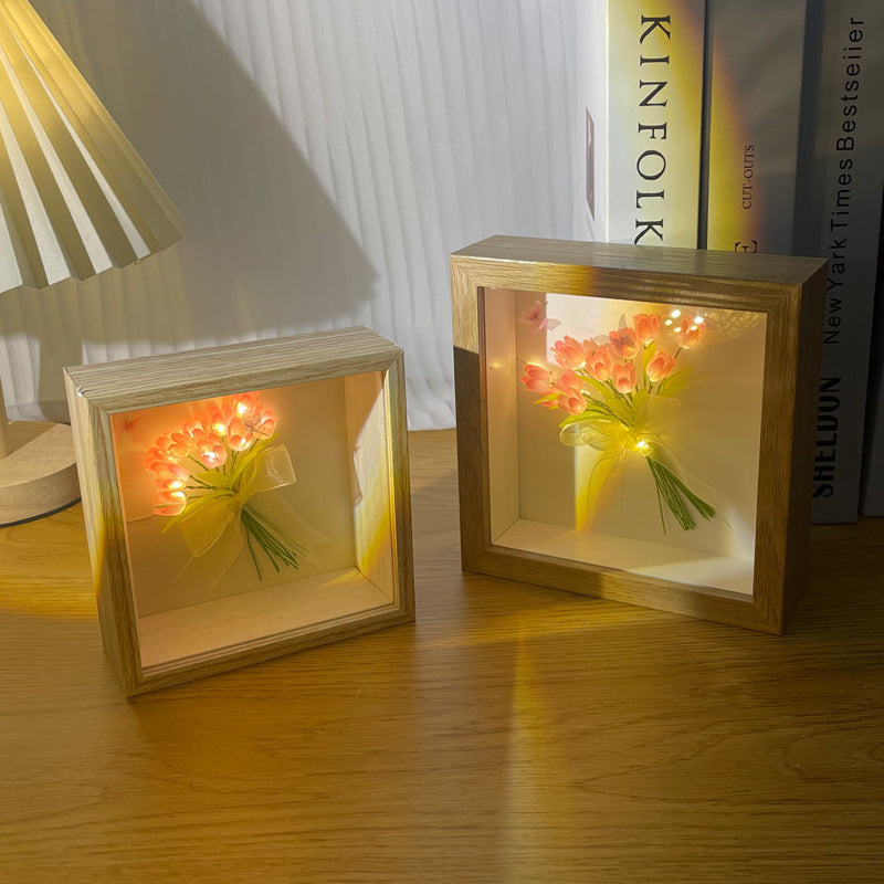 DIY Photo Frame Night Light with 20 Tulips