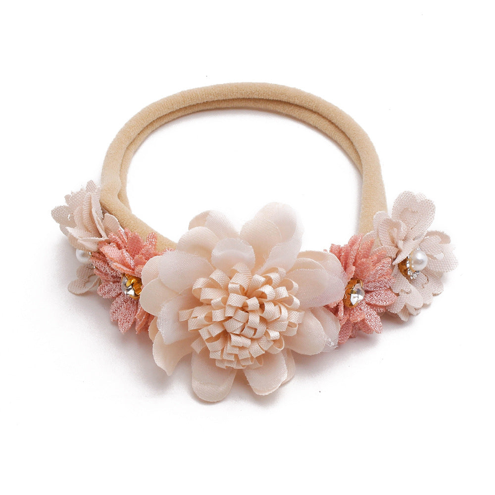 Pastoral headband for children in elastic nylon with flower (Shipping within 24 hours)