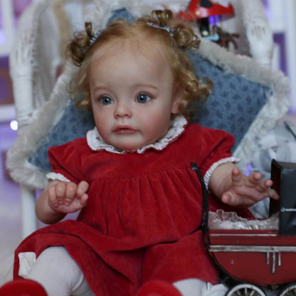 24 Inches Open Eyes Reborn Dolls with Red Dress-Suesue