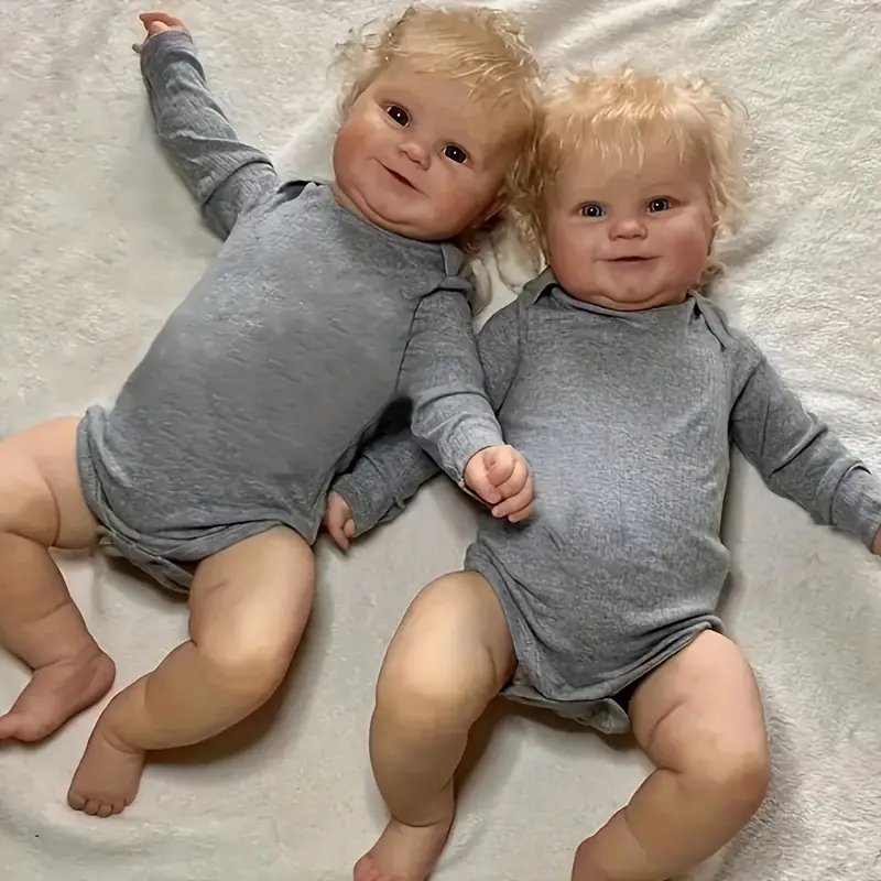 20 Inch Lifelike Sally and Silver Open Eyes Reborn Twins Dolls