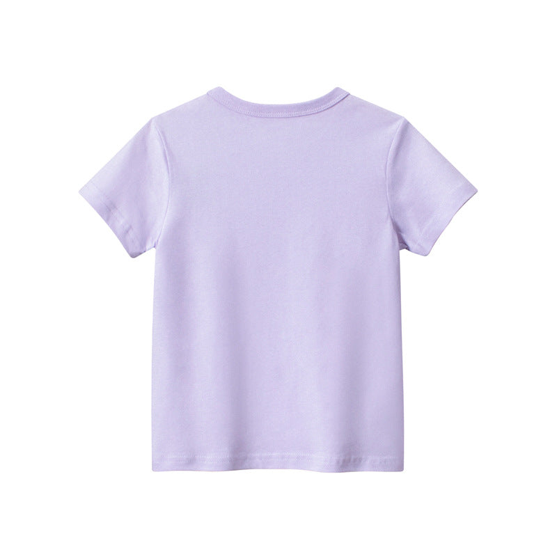 Purple ice cream printed round neck short-sleeved T-shirt