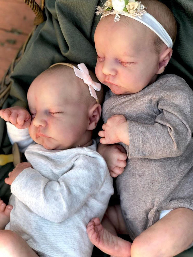 18 Inches Closed Eyes Reborn Dolls Twin Sisters-Levi