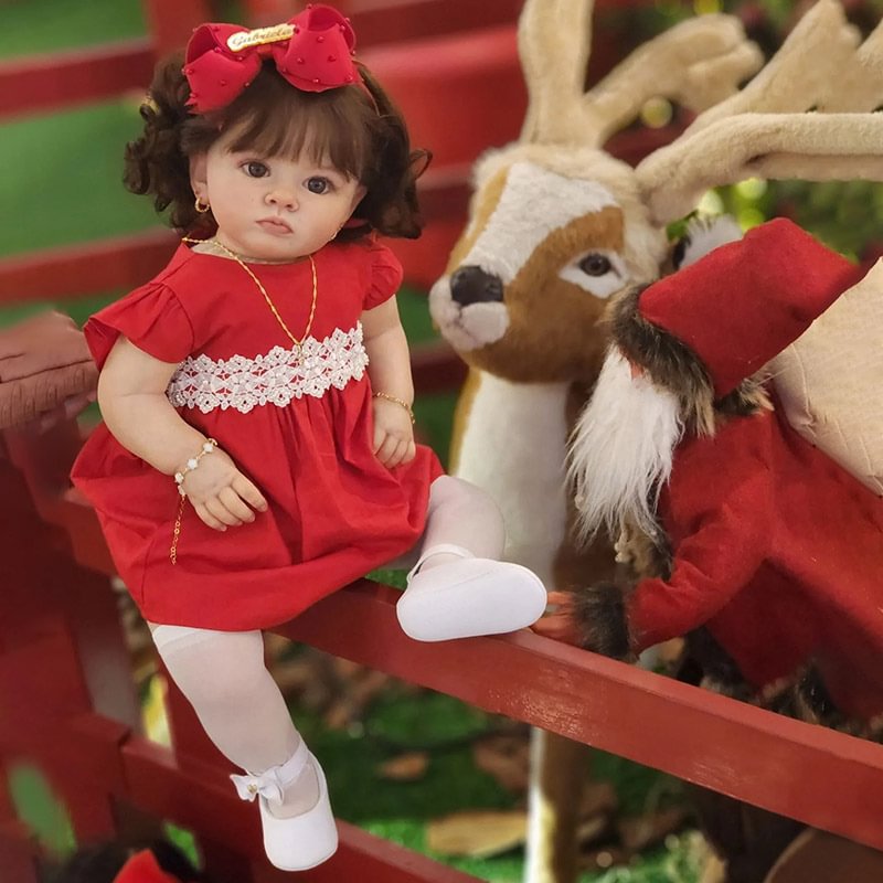 24 inch Area Curly Hair Open Eyes Reborn Girl Dolls