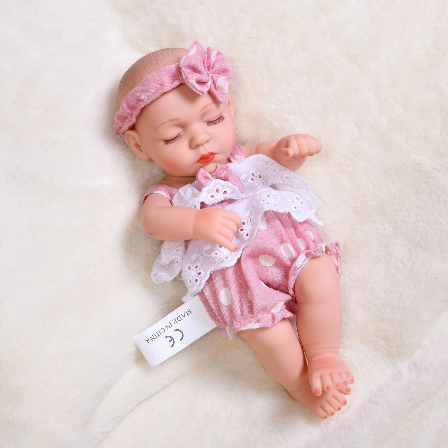 12 Inch 30cm Mini Bed Reborn Doll Girls With Pink Cloth