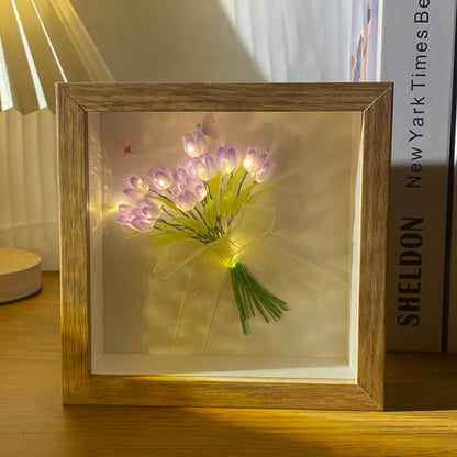 DIY Photo Frame Night Light with 20 Tulips