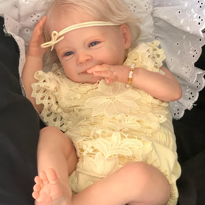 19 Inch Hand-Crafted Open Eyes Blonde Hair Newborn Reborn Doll-Sebastia