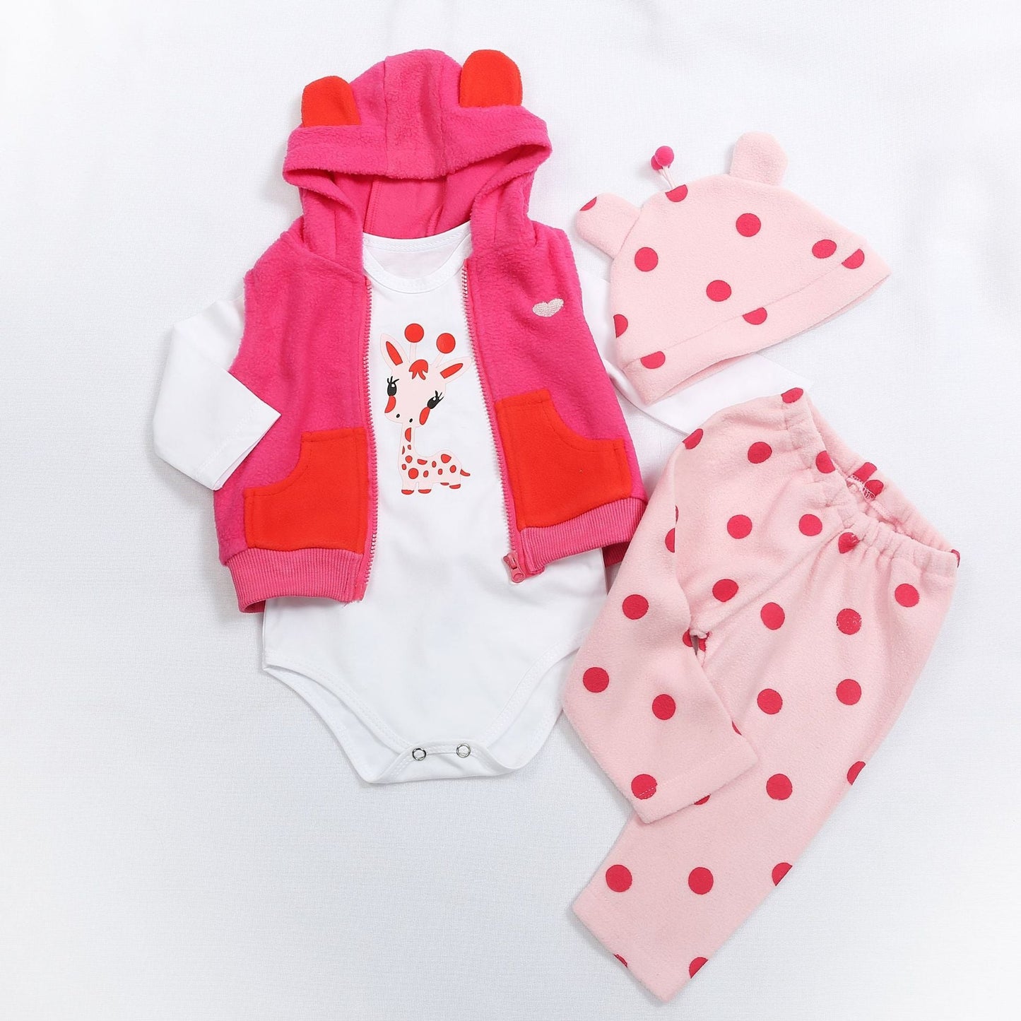 4-piece red polka dot doll cloth set for 17 and 22 inch dolls