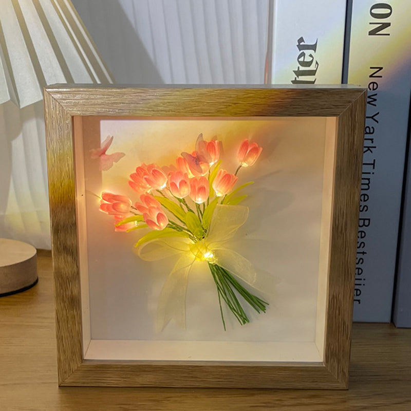 DIY Photo Frame Night Light with 20 Tulips