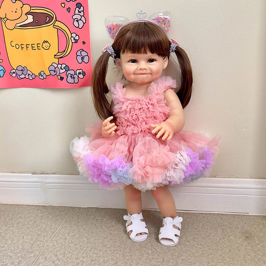 22 inch Girl Reborn Doll with Long Hair - Raya