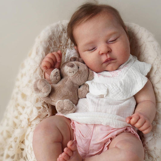 20 Inch Reborn Dolls with Closed Eyes and Hair - Peaches