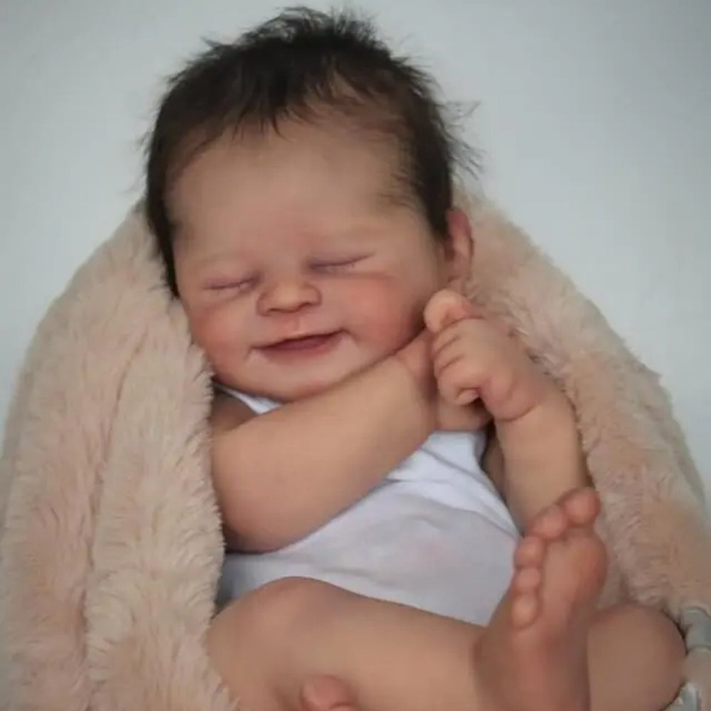 19 inch rooted hair Close eyes Smiling face Reborn Dolls-Alisha