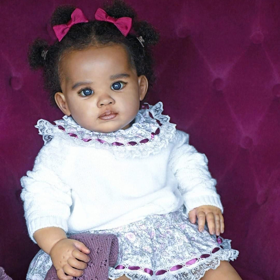 22 inch/55 cm Payne Reborn Doll with Open Eyes and Dark Skin - Reuben