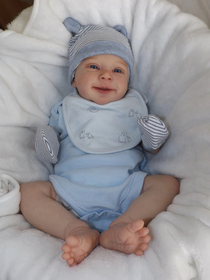 19 Inch Reborn Doll with Smile and Open Eyes - Sebastian