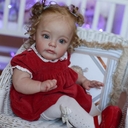 24 Inches Open Eyes Reborn Dolls with Red Dress-Suesue