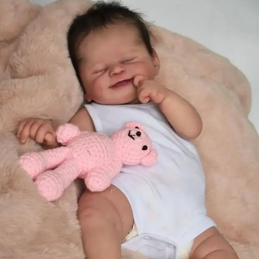 19 inch rooted hair Close eyes Smiling face Reborn Dolls-Alisha