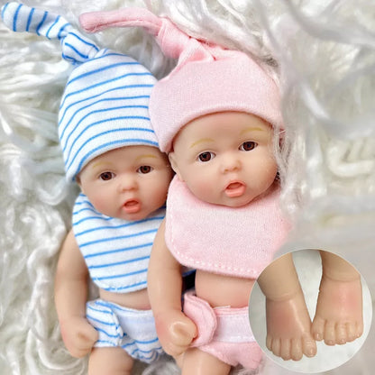 6 inches Open Eyes Full Silicone Mini Reborn Doll Twins