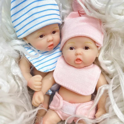 6 inches Open Eyes Full Silicone Mini Reborn Doll Twins