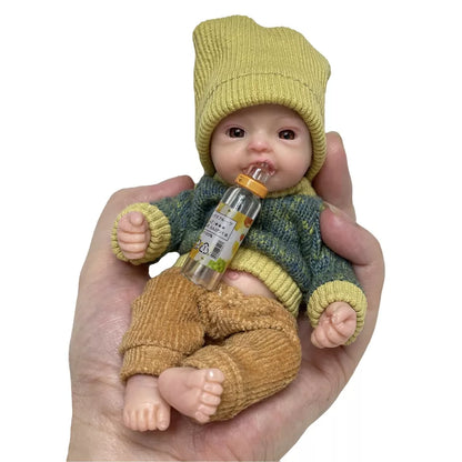 6 inches Open Eyes Short Hair Mini Full Silicone Reborn Doll